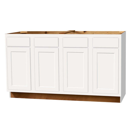 Sink Base Cabinet - Dwhite Shaker - 60 Inch W x 34.5 Inch H x 24 Inch D
