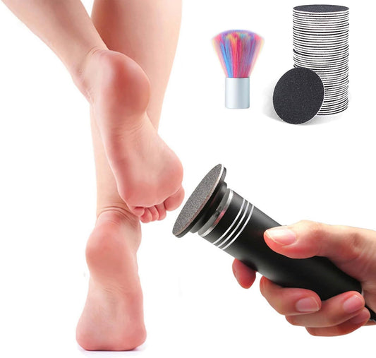 Electric Callus Remover for Feet, Professional Electric Foot Sander Grinder Scrubber Foot File Pedicure Heel Tool for Cracked Dry Dead Skin, Adjustable Speed, 60 Sandpaper Discs, Black