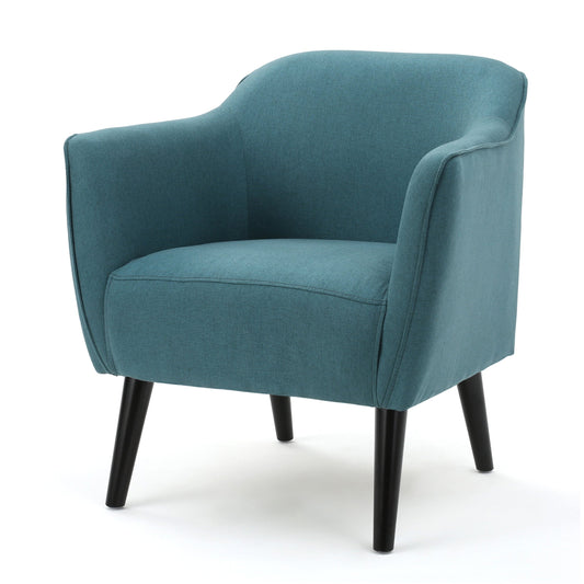 GDF Studio Classen Contemporary Upholstered Club Chair, Dark Teal Fabric and Dark Brown