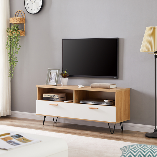 TV Stand Storage,Cabinet Media Unit,With Iron Legs ,Storage Shelves Entertainment Center, Modern Living Room Home Furniture Wood Grain Color Furniture > Cabinets & Storage > Ironing Centers JiAnDa Walnut