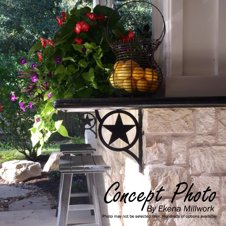 1 1/2"W X 12"D X 15"H Fleur De Lis Wrought Iron , (Single Center Brace), Antiqued Bronze