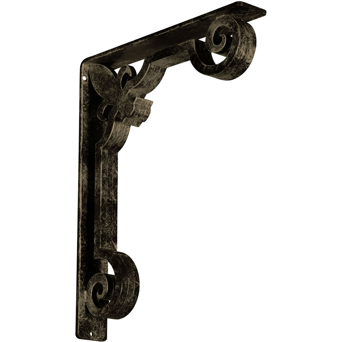1 1/2"W X 10"D X 12"H Fleur De Lis Wrought Iron , (Single Center Brace), Antiqued Brass Furniture > Cabinets & Storage > Ironing Centers Ekena Millwork 2" W x 12" D x 15" H Antiqued Pale Gold