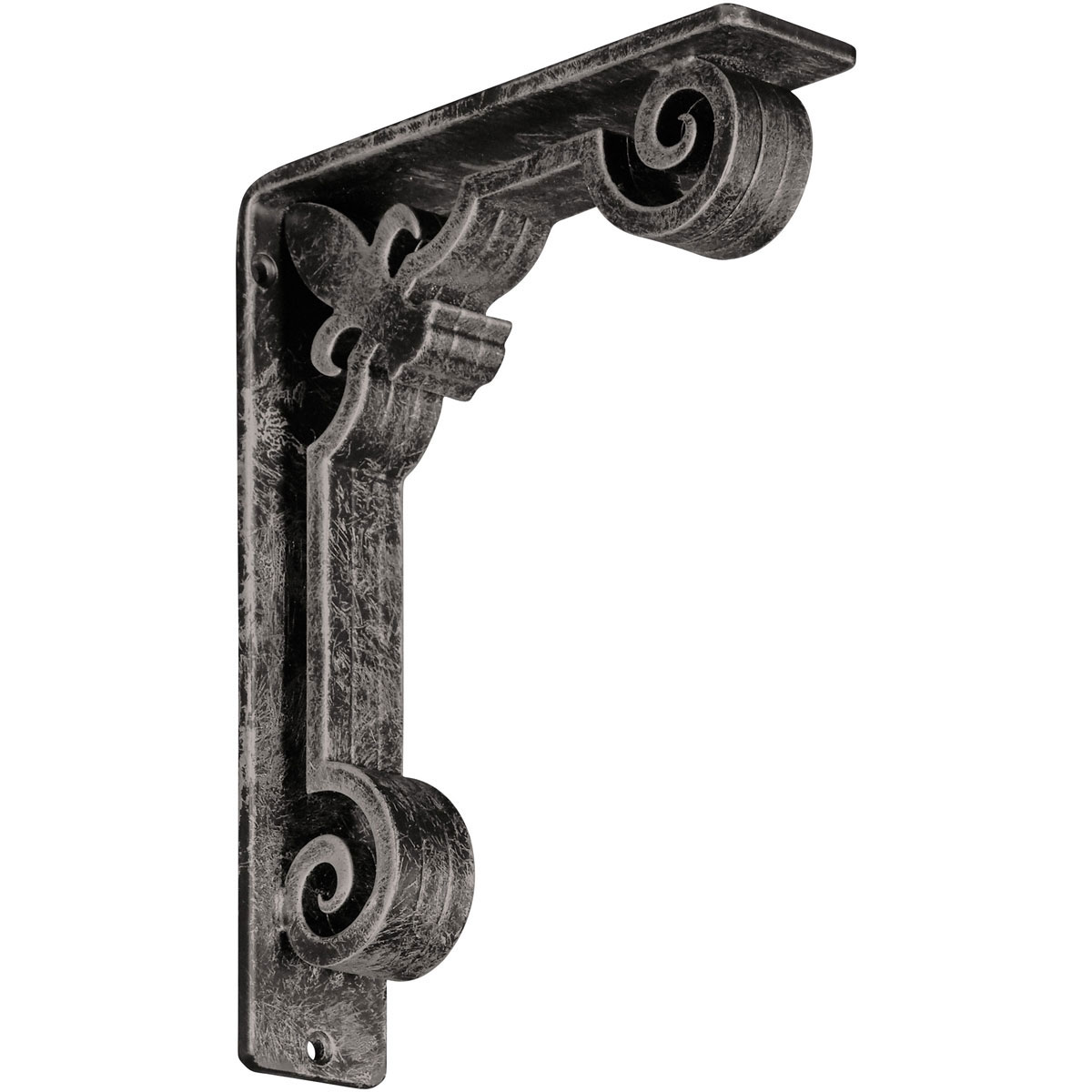 1 1/2"W X 10"D X 12"H Fleur De Lis Wrought Iron , (Single Center Brace), Antiqued Brass Furniture > Cabinets & Storage > Ironing Centers Ekena Millwork 2"W x 7 1/2"D x 10"H Silver