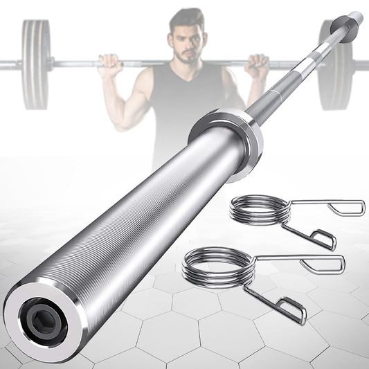 Yeleo Olympic 7 Feet Weight Bar Solid Iron Workout Gym Home Exercises Barbell,2-Inch Center Holes