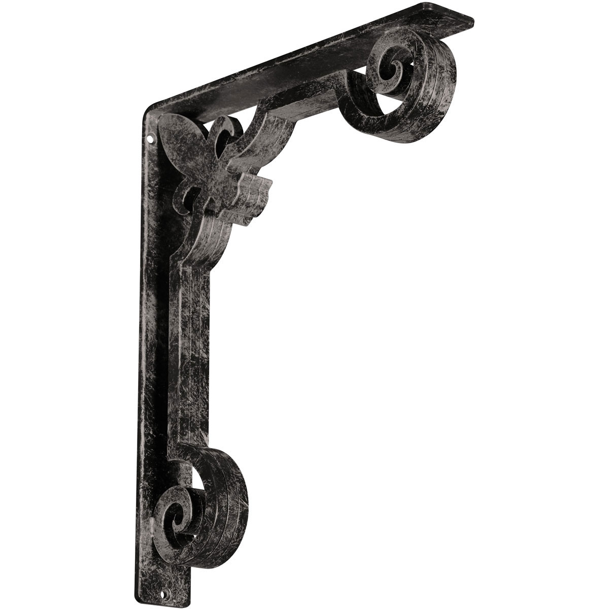 1 1/2"W X 10"D X 12"H Fleur De Lis Wrought Iron , (Single Center Brace), Antiqued Brass Furniture > Cabinets & Storage > Ironing Centers Ekena Millwork 2" W x 12" D x 15" H Silver