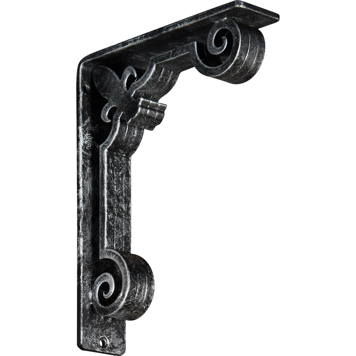 1 1/2"W X 10"D X 12"H Fleur De Lis Wrought Iron , (Single Center Brace), Antiqued Brass Furniture > Cabinets & Storage > Ironing Centers Ekena Millwork 2"W x 7 1/2"D x 10"H Antiqued Silver