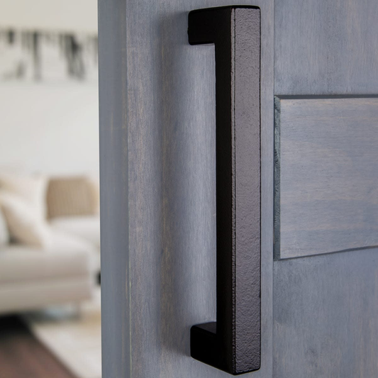 Ageless Iron Bd_Grip Rustic Cast Iron Matte Black 8" Center to Center Single Sliding Barn