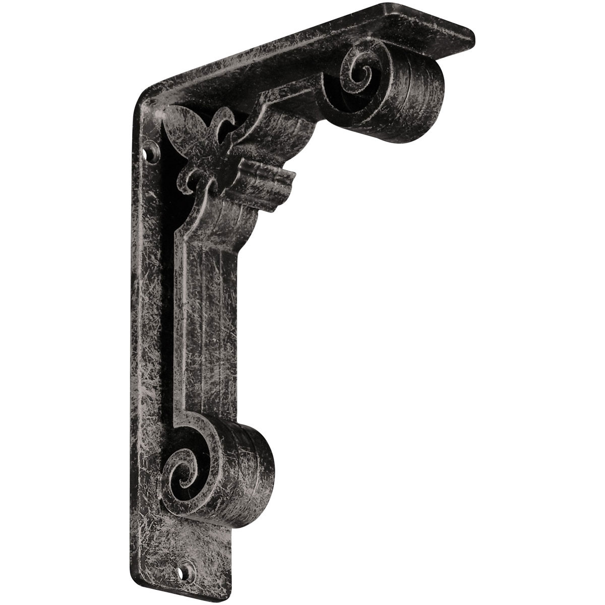 1 1/2"W X 10"D X 12"H Fleur De Lis Wrought Iron , (Single Center Brace), Antiqued Brass Furniture > Cabinets & Storage > Ironing Centers Ekena Millwork 2"W x 5 1/2"D x 8"H Silver