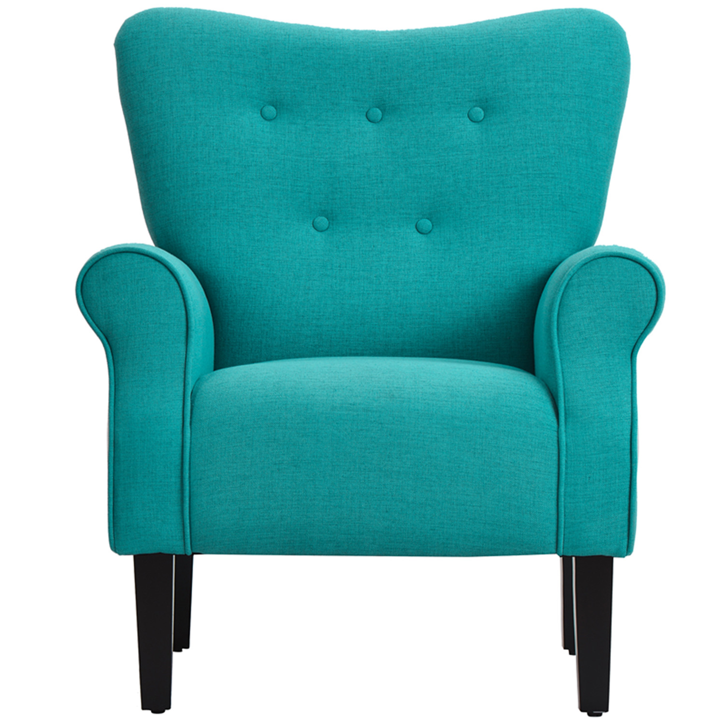 Accent Chair, Modern Button Tufted Wing Back Accent Chair with Wooden Leg and Thicken Cushion Upholstered Linen Leisure Lounge Chair with Roll Arm Single Sofa for Living Room Bedroom, Mallard Teal Furniture > Chairs > Arm Chairs, Recliners & Sleeper Chairs ARCTICSCORPION Mallard Teal