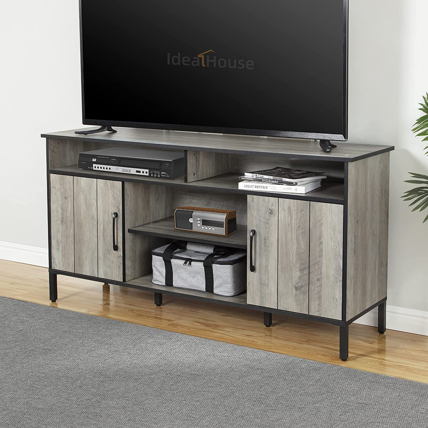 Eastvita TV Stand Center and Media Console, Buffet Storage Cabinet, Industrial Style Sideboard,Tv Cabinet Shoe Cabinet，With Adjustable Storage Shelve/ Stable Iron Feet Furniture > Cabinets & Storage > Ironing Centers EastVita 2 door