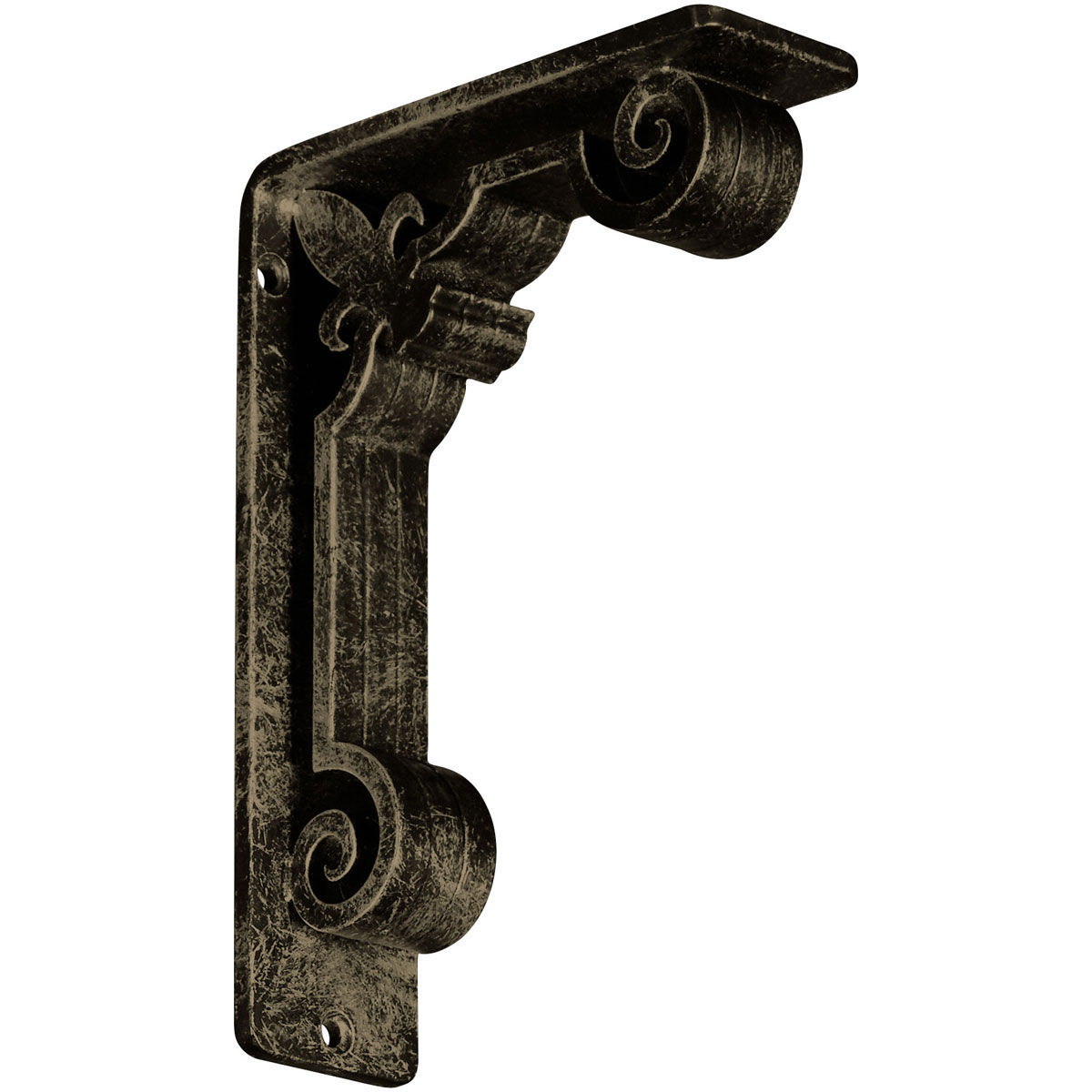 1 1/2"W X 10"D X 12"H Fleur De Lis Wrought Iron , (Single Center Brace), Antiqued Brass Furniture > Cabinets & Storage > Ironing Centers Ekena Millwork 2"W x 5 1/2"D x 8"H Antiqued Pale Gold