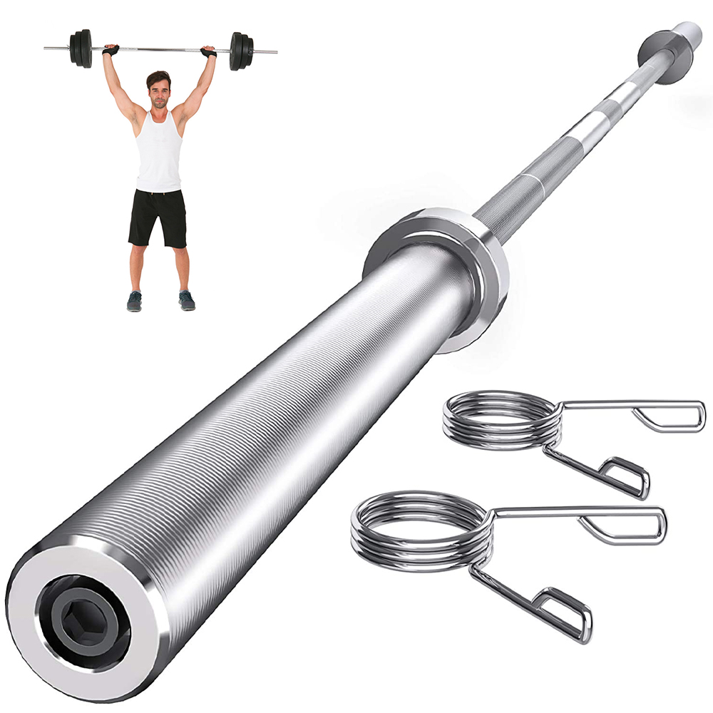 Yeleo Olympic 7 Feet Weight Bar Solid Iron Workout Gym Home Exercises Barbell,2-Inch Center Holes