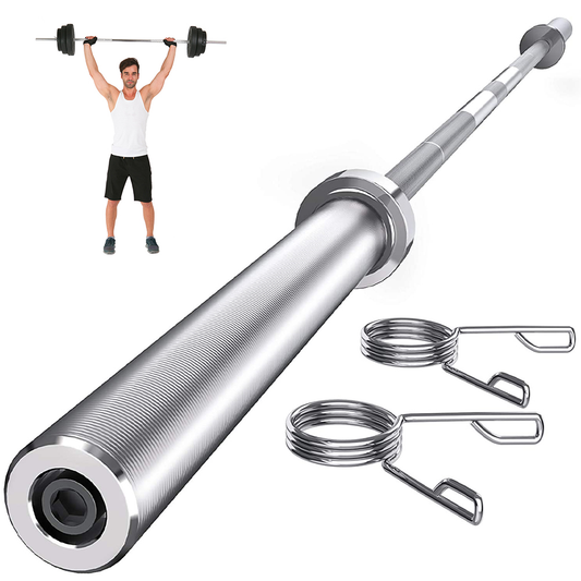 Yeleo Olympic 7 Feet Weight Bar Solid Iron Workout Gym Home Exercises Barbell,2-Inch Center Holes