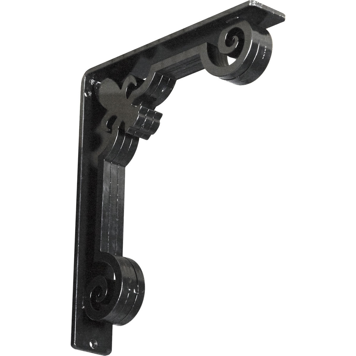 1 1/2"W X 10"D X 12"H Fleur De Lis Wrought Iron , (Single Center Brace), Antiqued Brass Furniture > Cabinets & Storage > Ironing Centers Ekena Millwork 2" W x 10" D x 12" H Powder Coated Black
