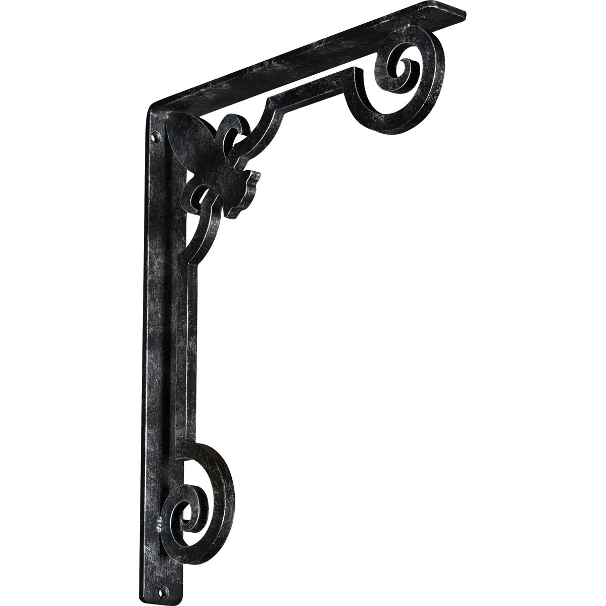 1 1/2"W X 12"D X 15"H Fleur De Lis Wrought Iron , (Single Center Brace), Antiqued Bronze Furniture > Cabinets & Storage > Ironing Centers Ekena Millwork 1 1/2"W x 12"D x 15"H Silver
