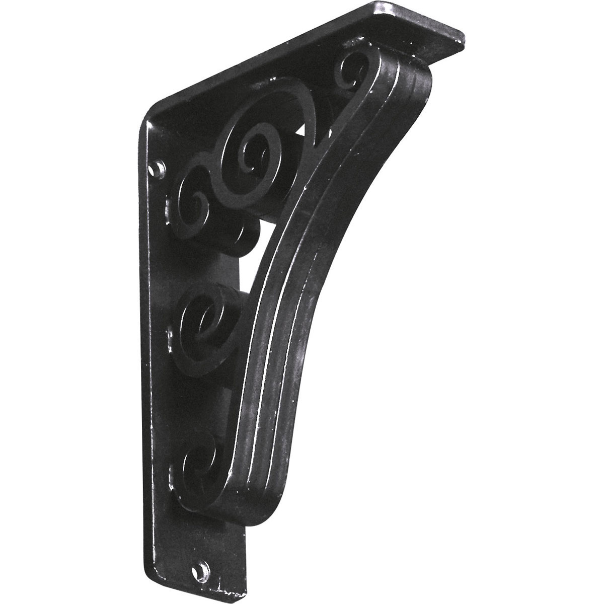 1 1/2"W X 7 1/2"D X 10"H Tristan Wrought Iron Bracket, (Single Center Brace), Powder Coated Black Furniture > Cabinets & Storage > Ironing Centers Ekena Millwork 2"W x 5 1/2"D x 8"H Powder Coated Black