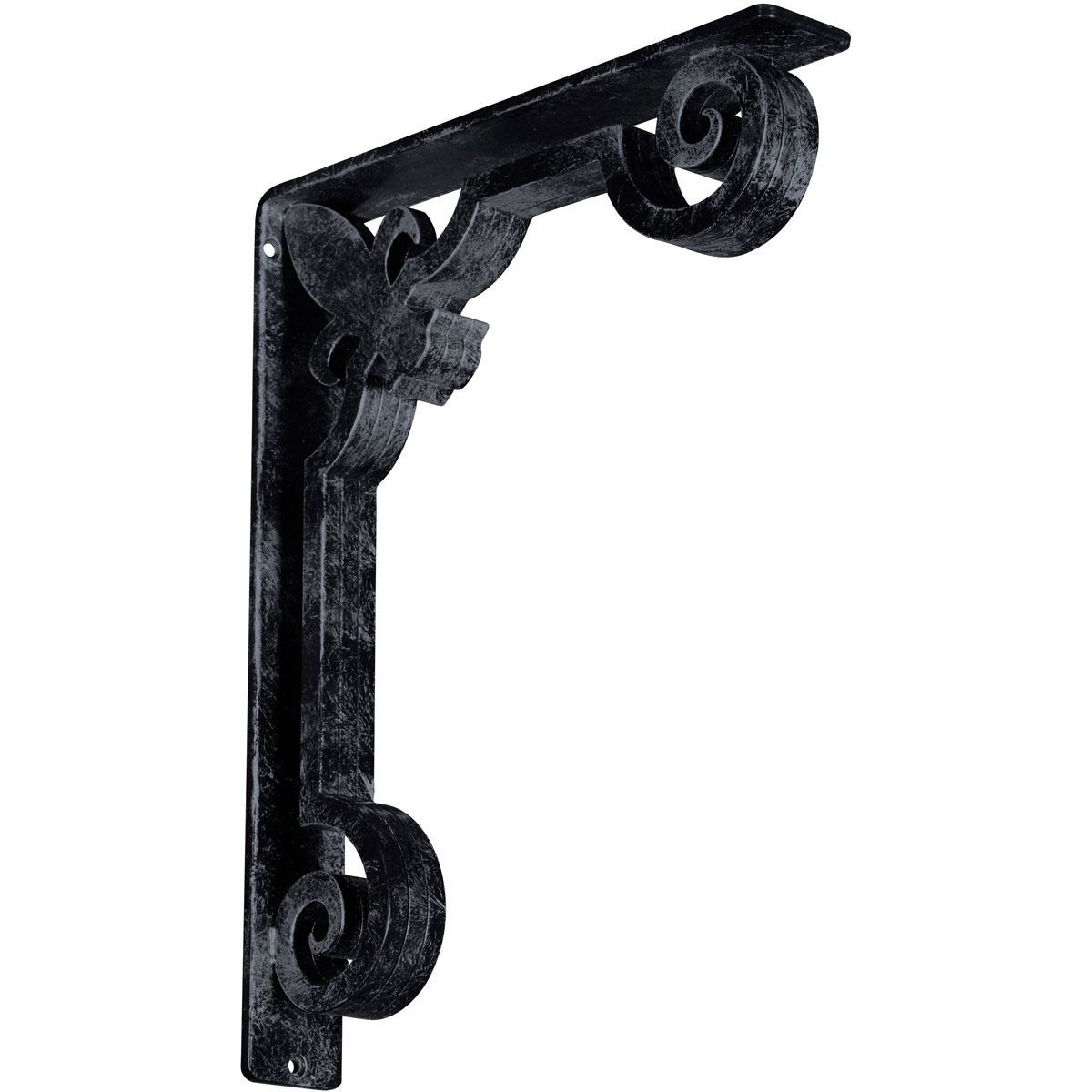 1 1/2"W X 10"D X 12"H Fleur De Lis Wrought Iron , (Single Center Brace), Antiqued Brass Furniture > Cabinets & Storage > Ironing Centers Ekena Millwork 2" W x 12" D x 15" H Antiqued Pewter