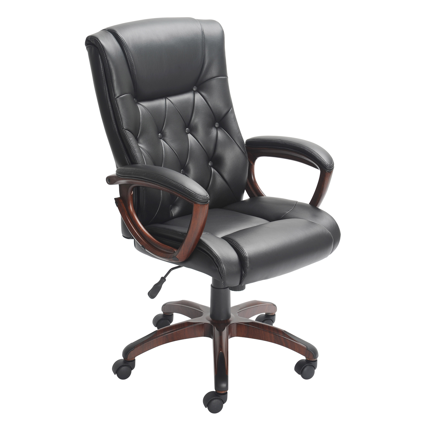 Better Homes and Gardens Executive, Mid-Back Manager'S Office Chair with Arms, Black Bonded Leather Furniture > Chairs > Floor Chairs Better Homes & Gardens Black