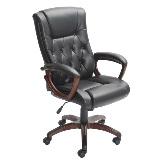 Better Homes and Gardens Executive, Mid-Back Manager'S Office Chair with Arms, Black Bonded Leather Furniture > Chairs > Floor Chairs Better Homes & Gardens Black