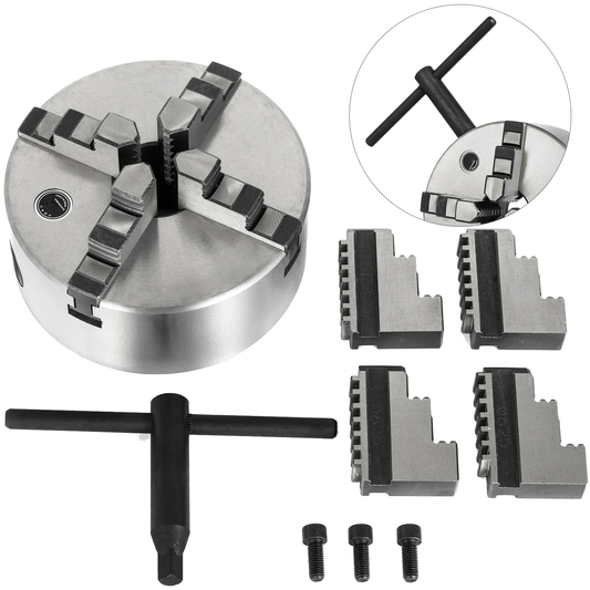 VEVOR Lathe Chuck K12-160 6 Inch 4-Jaw,Mini Lathe Chuck Quality Cast Iron Material,Lathe Chuck Self-Centering with Two Sets of Jaws,For Lathe Machine Furniture > Cabinets & Storage > Ironing Centers VEVOR 6"
