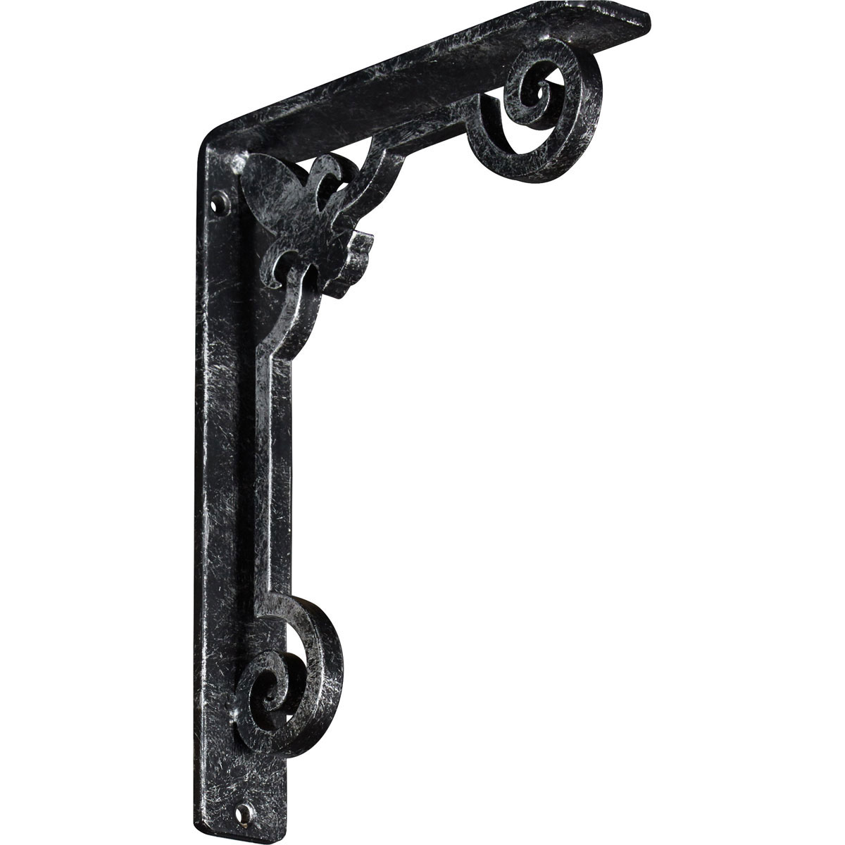 1 1/2"W X 10"D X 12"H Fleur De Lis Wrought Iron , (Single Center Brace), Antiqued Brass Furniture > Cabinets & Storage > Ironing Centers Ekena Millwork 1 1/2"W x 7 1/2"D x 10"H Antiqued Silver