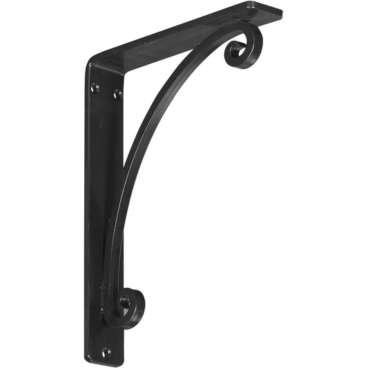 1 1/2"W X 7 1/2"D X 10"H Legacy Wrought Iron Bracket, (Single Center Brace), Powder Coated Black