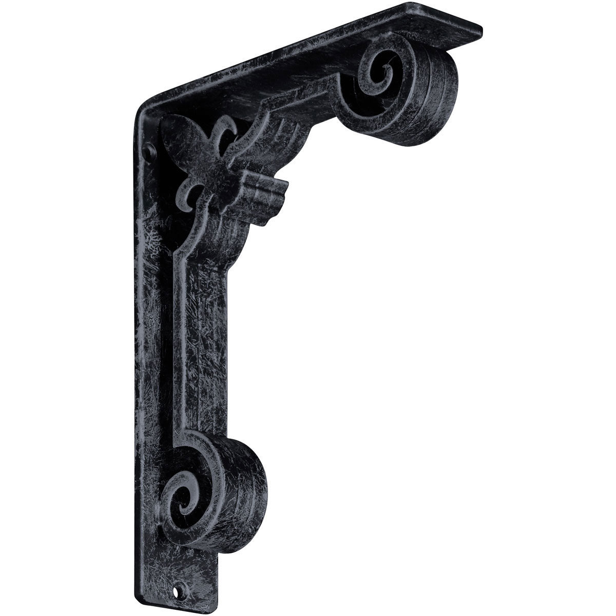 1 1/2"W X 10"D X 12"H Fleur De Lis Wrought Iron , (Single Center Brace), Antiqued Brass Furniture > Cabinets & Storage > Ironing Centers Ekena Millwork 2"W x 7 1/2"D x 10"H Antiqued Pewter
