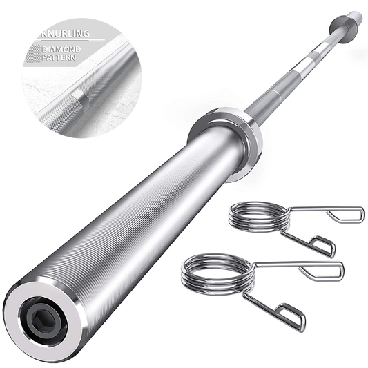 Exercises Barbell,2-Inch Center Holes Weight Bar Solid Iron Workout Gym Home with Ring Collars Workout Bar Barbell for Strength Training