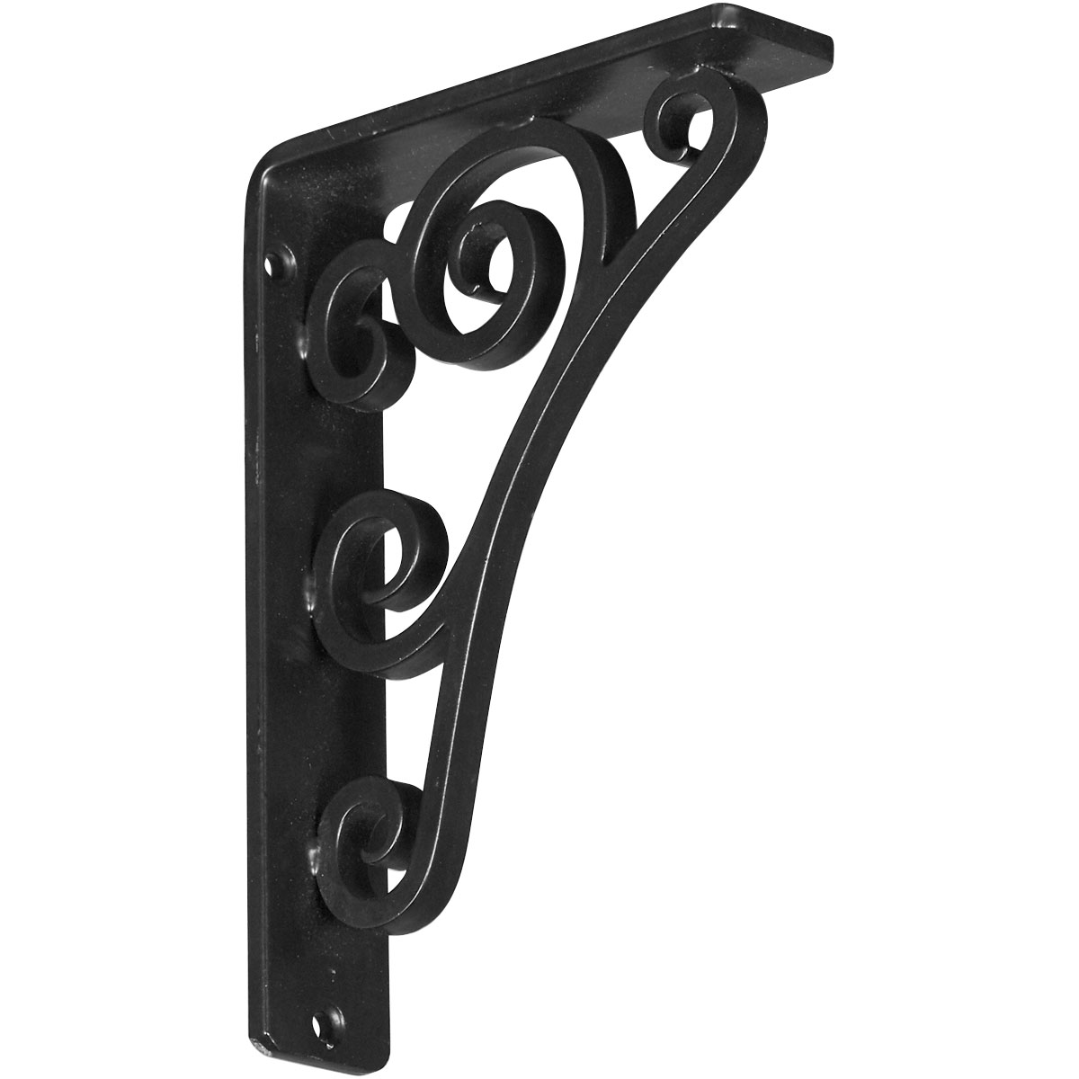 1 1/2"W X 7 1/2"D X 10"H Tristan Wrought Iron Bracket, (Single Center Brace), Powder Coated Black Furniture > Cabinets & Storage > Ironing Centers Ekena Millwork 1 1/2"W x 5 1/2"D x 8"H Powder Coated Black
