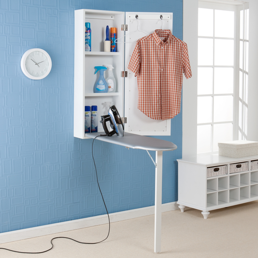 SEI Merrirale Traditional Style Wall Mount Ironing Center in Off-White Finish