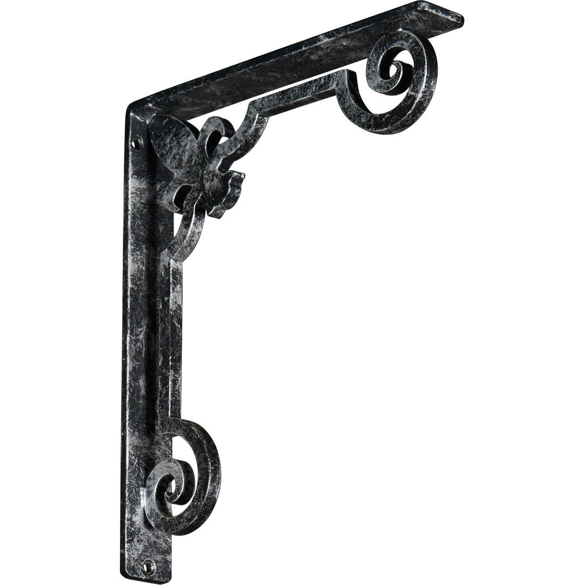 1 1/2"W X 10"D X 12"H Fleur De Lis Wrought Iron , (Single Center Brace), Antiqued Brass Furniture > Cabinets & Storage > Ironing Centers Ekena Millwork 1 1/2"W x 10"D x 12"H Antiqued Silver