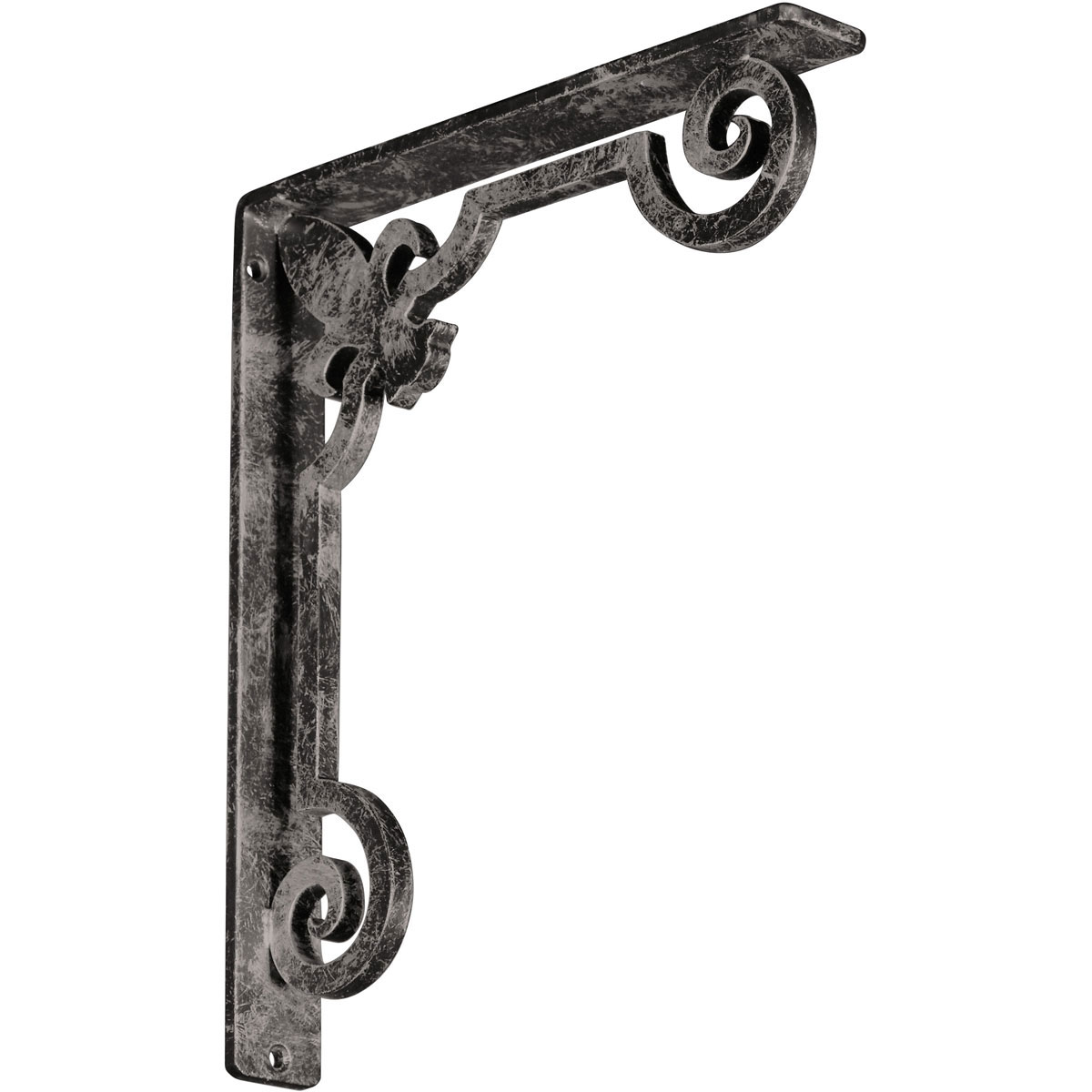 1 1/2"W X 10"D X 12"H Fleur De Lis Wrought Iron , (Single Center Brace), Antiqued Brass Furniture > Cabinets & Storage > Ironing Centers Ekena Millwork 1 1/2"W x 10"D x 12"H Silver