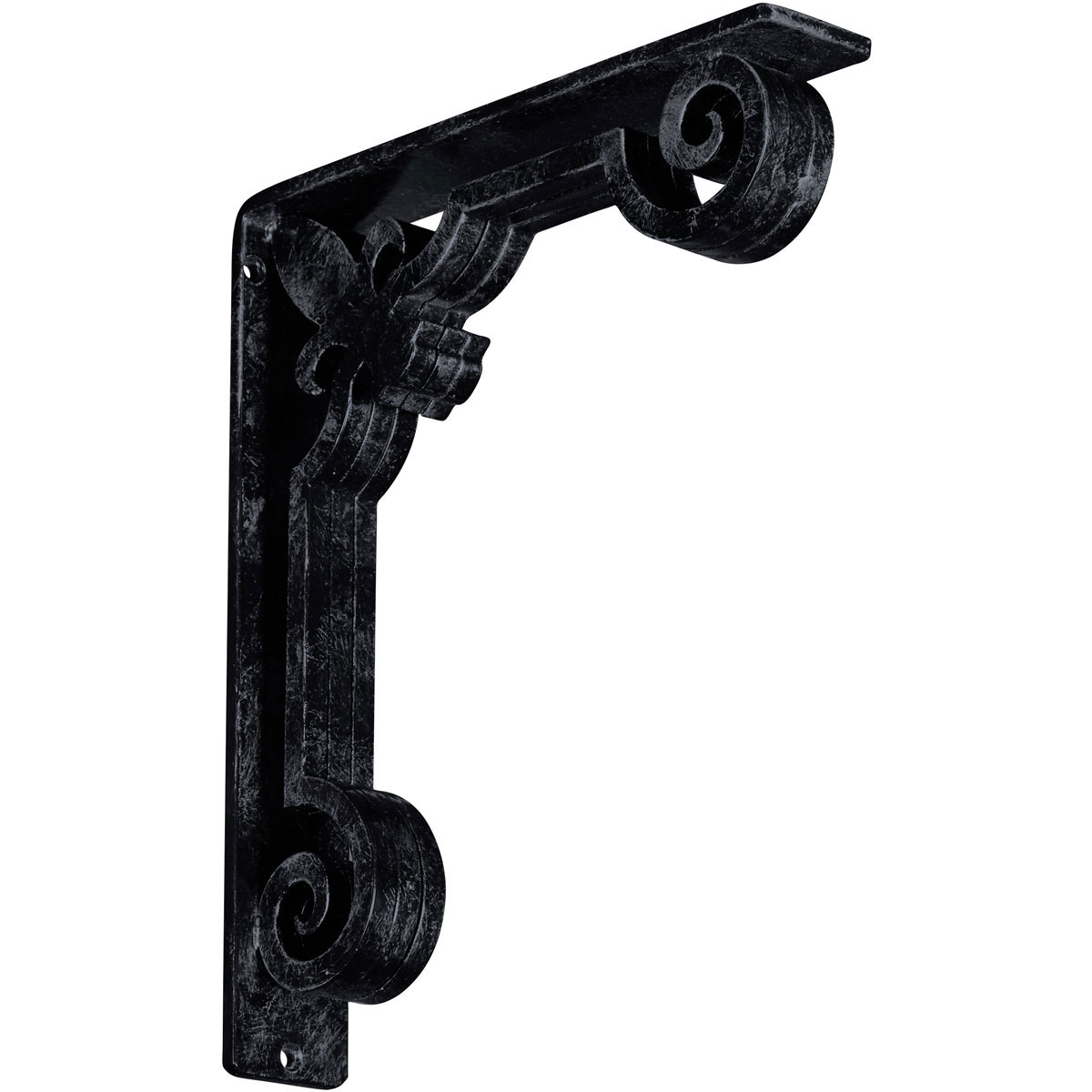 1 1/2"W X 10"D X 12"H Fleur De Lis Wrought Iron , (Single Center Brace), Antiqued Brass Furniture > Cabinets & Storage > Ironing Centers Ekena Millwork 2" W x 10" D x 12" H Antiqued Pewter