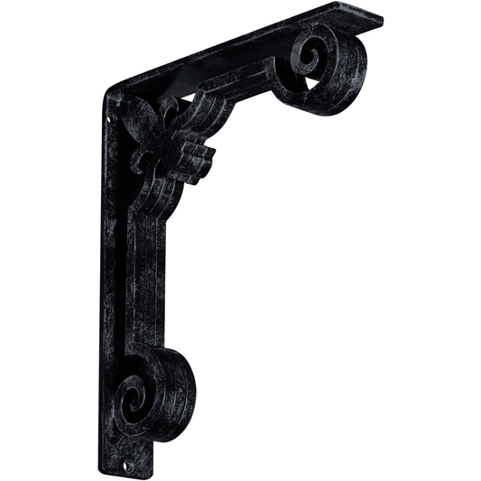 1 1/2"W X 10"D X 12"H Fleur De Lis Wrought Iron , (Single Center Brace), Antiqued Brass Furniture > Cabinets & Storage > Ironing Centers Ekena Millwork 2" W x 10" D x 12" H Antiqued Pewter