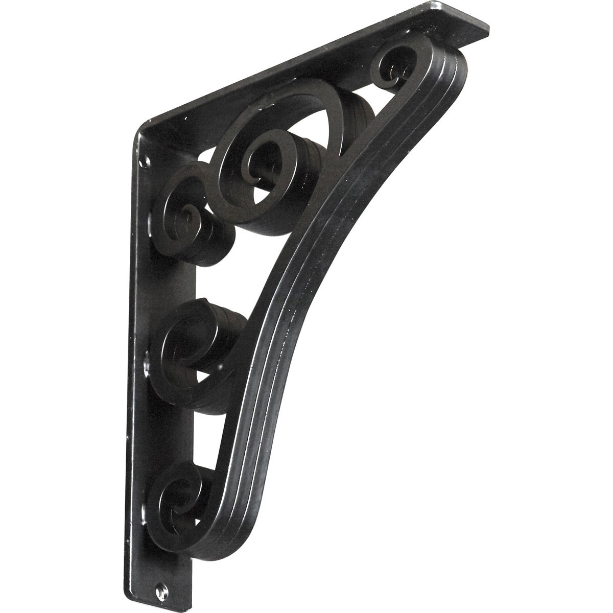 1 1/2"W X 7 1/2"D X 10"H Tristan Wrought Iron Bracket, (Single Center Brace), Powder Coated Black Furniture > Cabinets & Storage > Ironing Centers Ekena Millwork 2" W x 10" D x 12" H Powder Coated Black