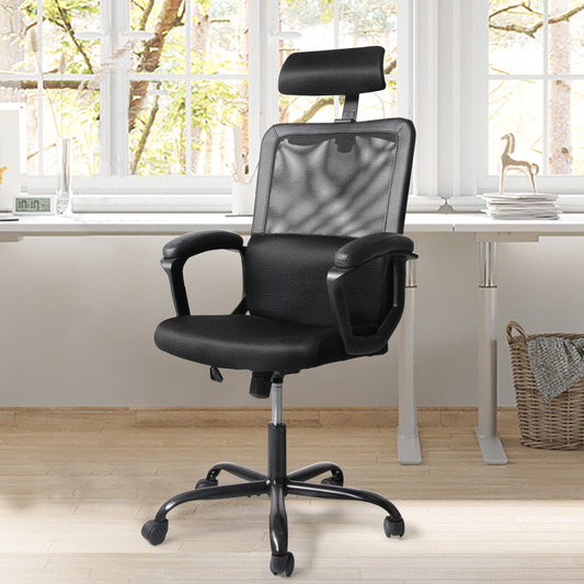 Yoyomax Office Chair, High Back Desk Chair Ergonomic Mesh Computer Chair with Headrest and PU Arms, Black Furniture > Chairs > Floor Chairs Yoyomax Black