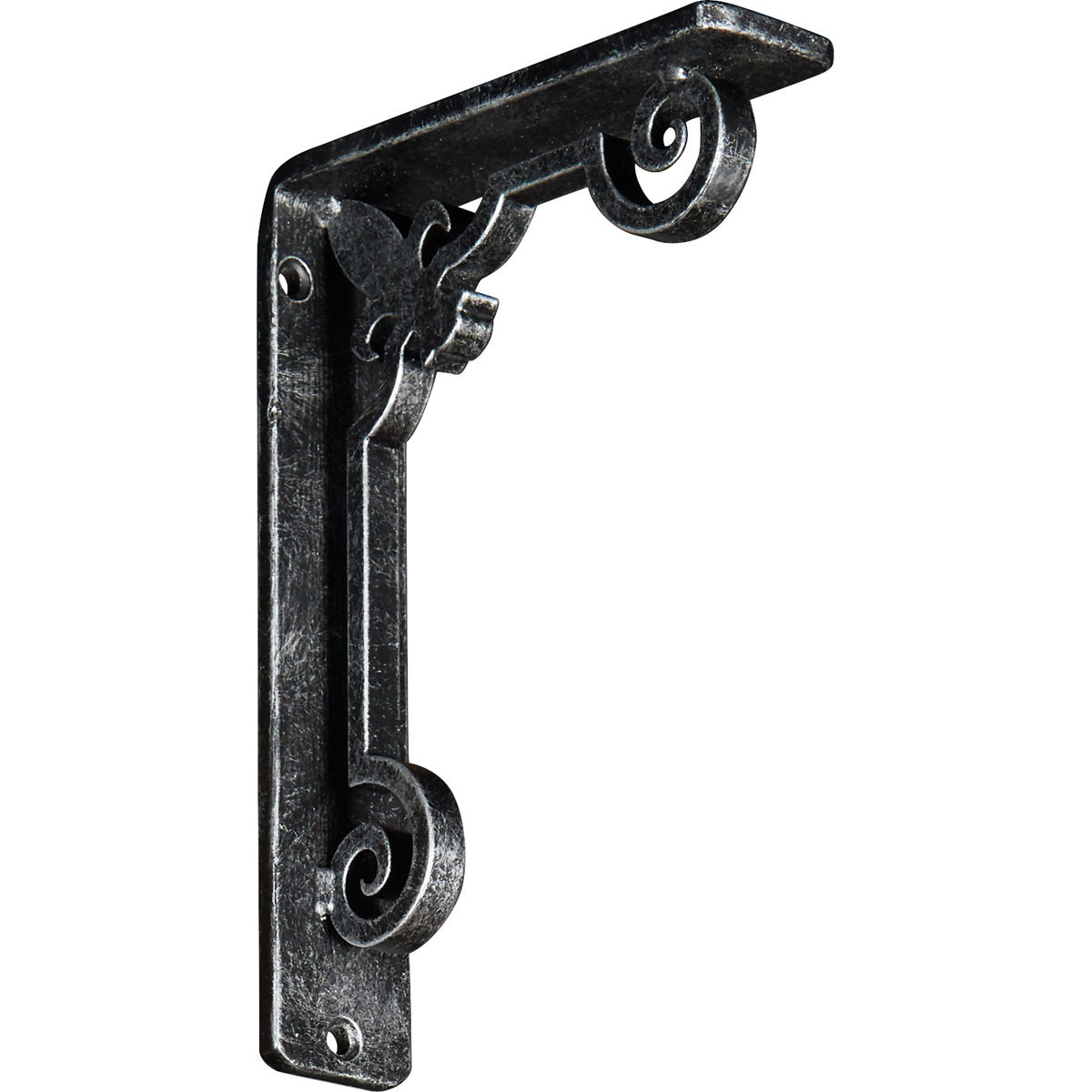 1 1/2"W X 10"D X 12"H Fleur De Lis Wrought Iron , (Single Center Brace), Antiqued Brass Furniture > Cabinets & Storage > Ironing Centers Ekena Millwork 1 1/2"W x 5 1/2"D x 8"H Antiqued Silver