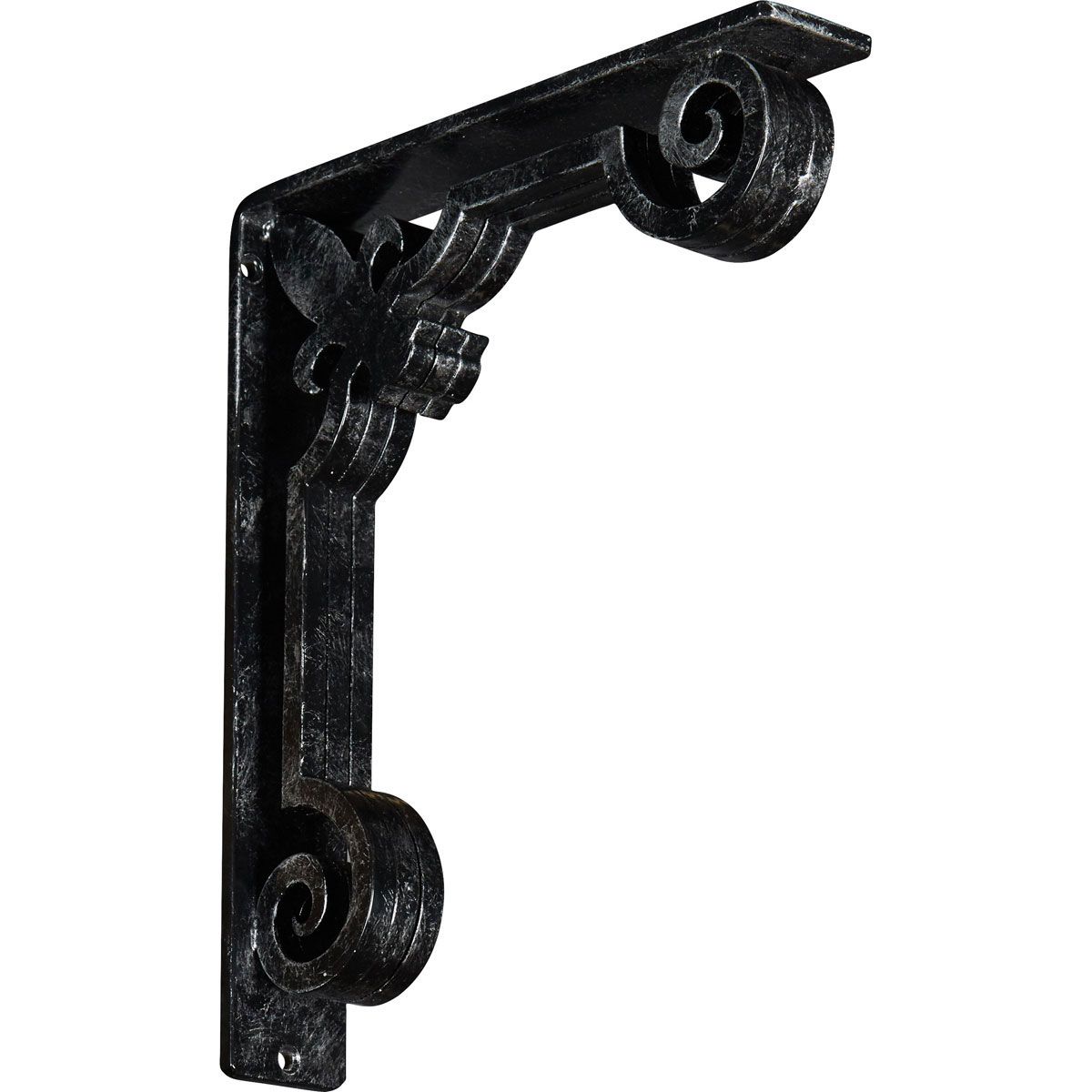 1 1/2"W X 10"D X 12"H Fleur De Lis Wrought Iron , (Single Center Brace), Antiqued Brass Furniture > Cabinets & Storage > Ironing Centers Ekena Millwork 2" W x 10" D x 12" H Antiqued Silver
