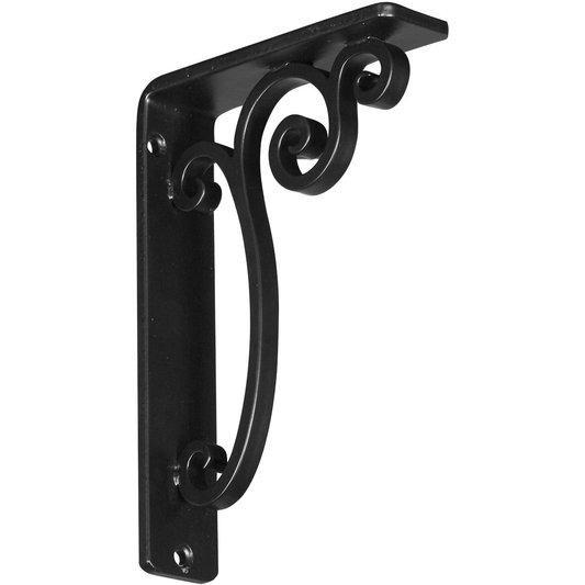 1 1/2"W X 5 1/2"D X 8"H Avery Wrought Iron Bracket, (Single Center Brace), Powder Coated Black
