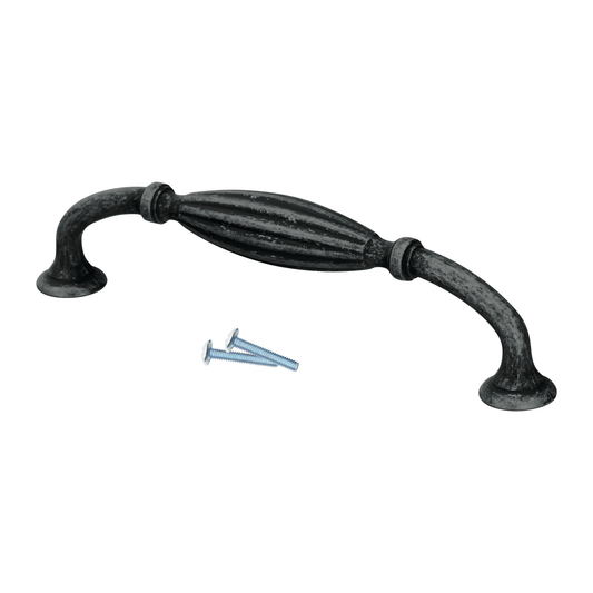 ROK Hardware 10 Pack Carved Melon Style 5-1/32" (128Mm) Inch Centre to Centre, Overall Length 5-23/32" Antique Iron, Cabinet Pull / Handle