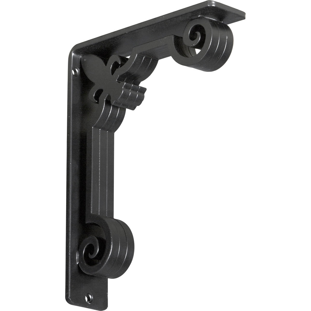1 1/2"W X 10"D X 12"H Fleur De Lis Wrought Iron , (Single Center Brace), Antiqued Brass Furniture > Cabinets & Storage > Ironing Centers Ekena Millwork 2"W x 7 1/2"D x 10"H Powder Coated Black