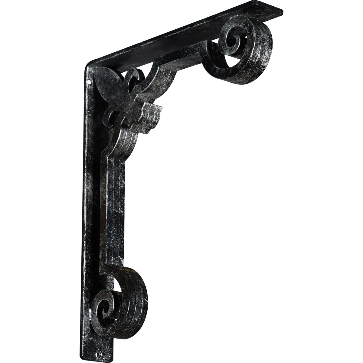 1 1/2"W X 12"D X 15"H Fleur De Lis Wrought Iron , (Single Center Brace), Antiqued Bronze Furniture > Cabinets & Storage > Ironing Centers Ekena Millwork 2" W x 12" D x 15" H Antiqued Silver