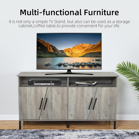 Eastvita TV Stand Center and Media Console, Buffet Storage Cabinet, Industrial Style Sideboard,Tv Cabinet Shoe Cabinet，With Adjustable Storage Shelve/ Stable Iron Feet Furniture > Cabinets & Storage > Ironing Centers EastVita 4 door
