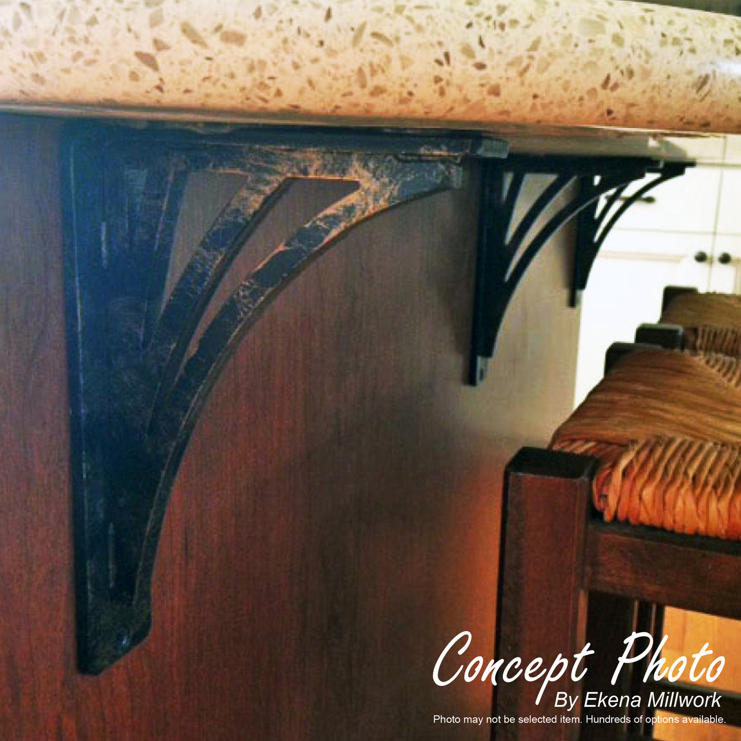 1 1/2"W X 5 1/2"D X 8"H Galveston Wrought Iron , (Single Center Brace), Antiqued Copper