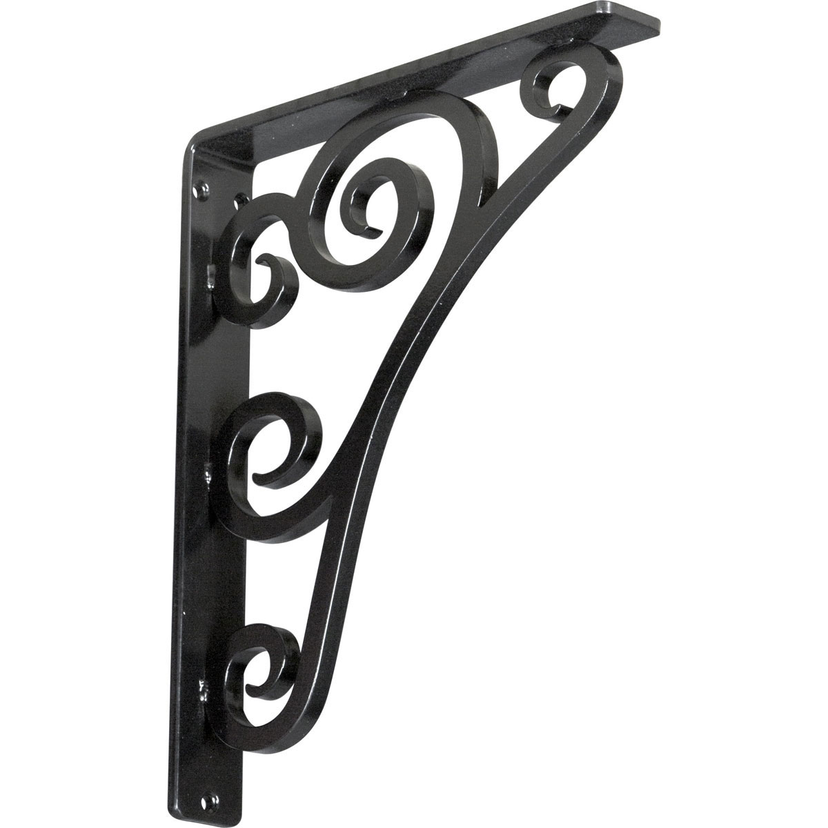1 1/2"W X 7 1/2"D X 10"H Tristan Wrought Iron Bracket, (Single Center Brace), Powder Coated Black Furniture > Cabinets & Storage > Ironing Centers Ekena Millwork 1 1/2"W x 10"D x 12"H Powder Coated Black