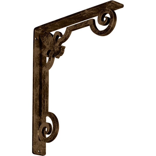 1 1/2"W X 10"D X 12"H Fleur De Lis Wrought Iron , (Single Center Brace), Antiqued Brass Furniture > Cabinets & Storage > Ironing Centers Ekena Millwork 1 1/2"W x 10"D x 12"H Antiqued Brass