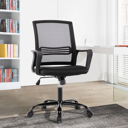 Yoyomax Office Chair, Mid Back Mesh Desk Chair, Ergonomic Office Chair with Armrest, 250 LB Capacity, Black
