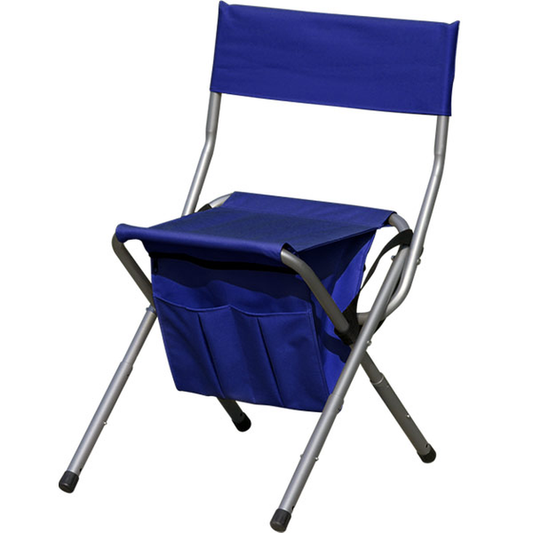 Creative Mark Sahara Adjustable Height Pack Stool - Adjustable Height Stools Chairs Folding Chairs with Storage Washable Nylon Seat with Backrest Shoulder Strap for Carrying - [Ultramarine Blue]