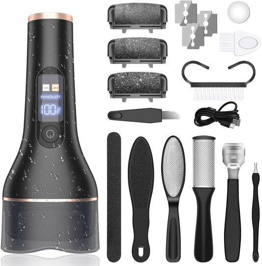 Electric Callus Remover for Feet,Rechargeable Portable Electronic Foot File Pedicure Kits,Professional Waterproof Pedi Feet Care Tools Wet&Dry Foot Scrubber File Perfect for Hard Cracked Dry Dead Skin