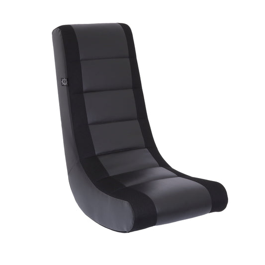 Floor Rocker Gaming Chair Faux Leather Mesh, Black